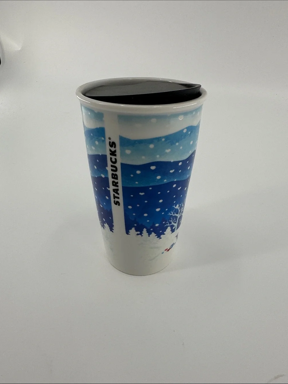 Starbucks Blue and White Winter Travel Tumbler with Black Lid - Virgina